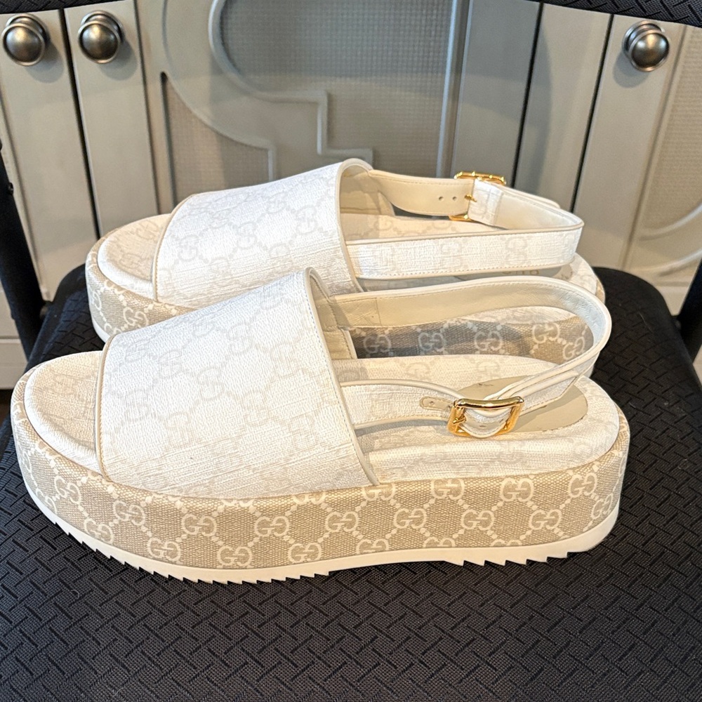 Gucci Women's Cream Platform Slides